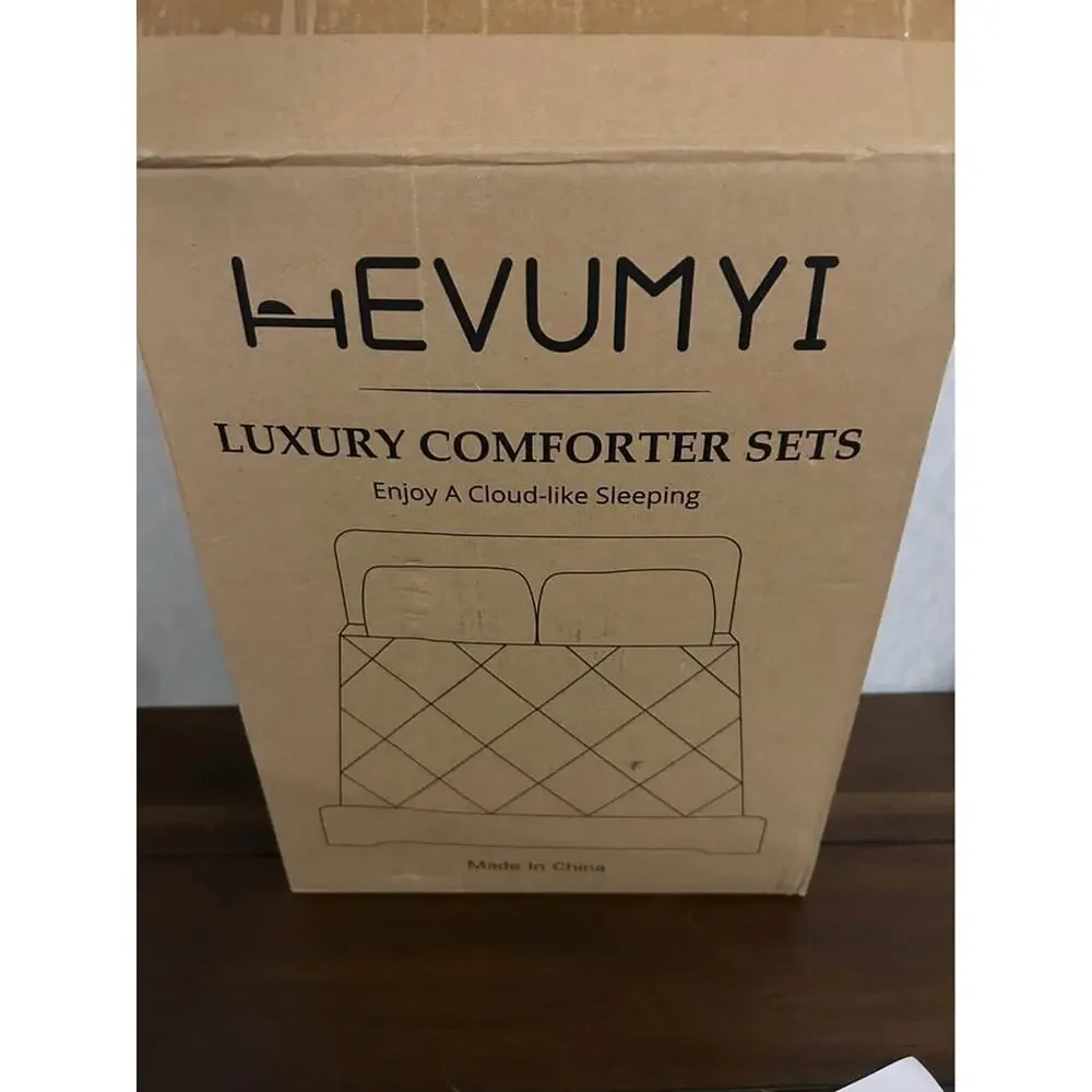 HEVUMYI Luxury King Comforter Set 7 Piece Dark Grey Bedding Bed in a Bag